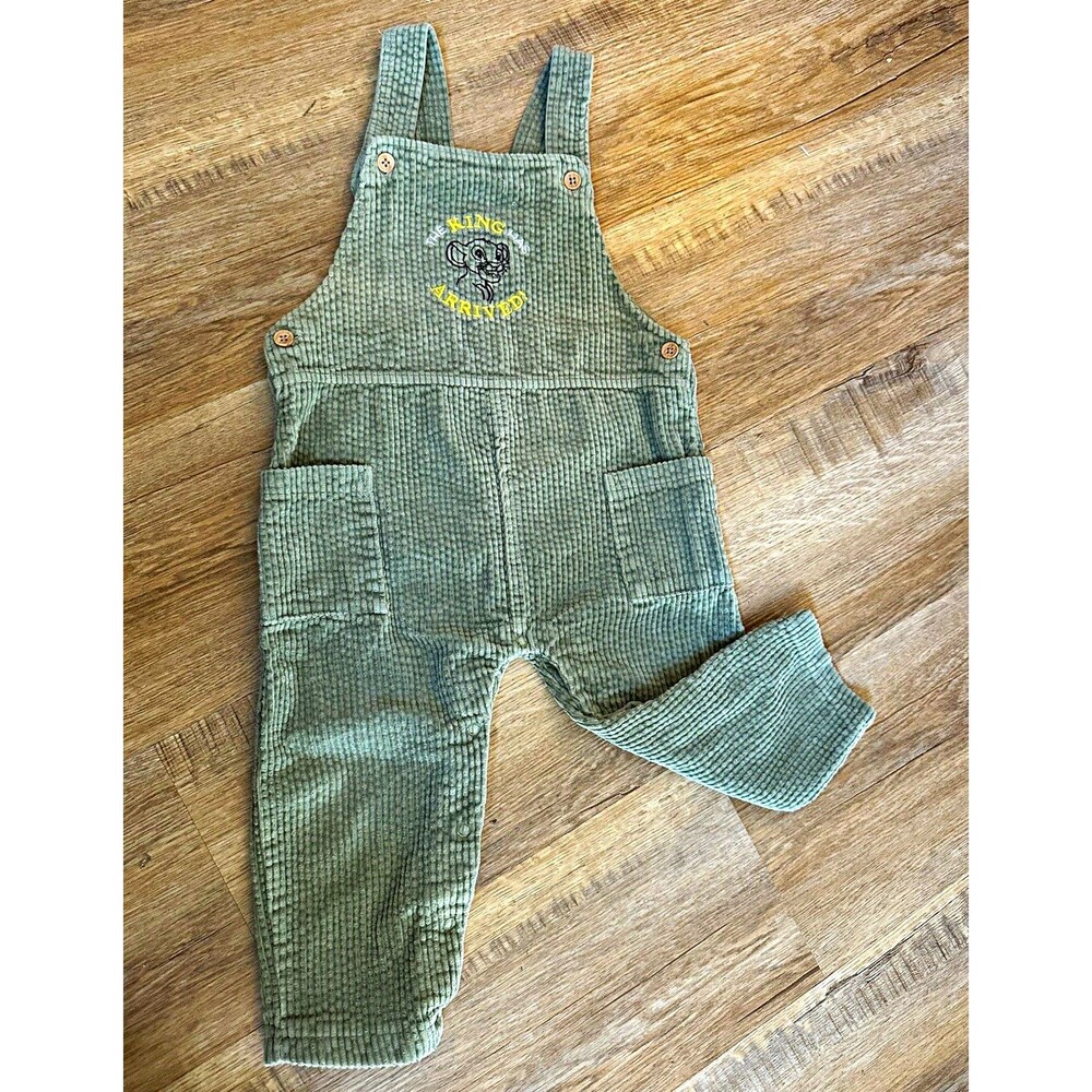 Disney Baby Lion King Simba green corduroy overalls, baby the king 24 months